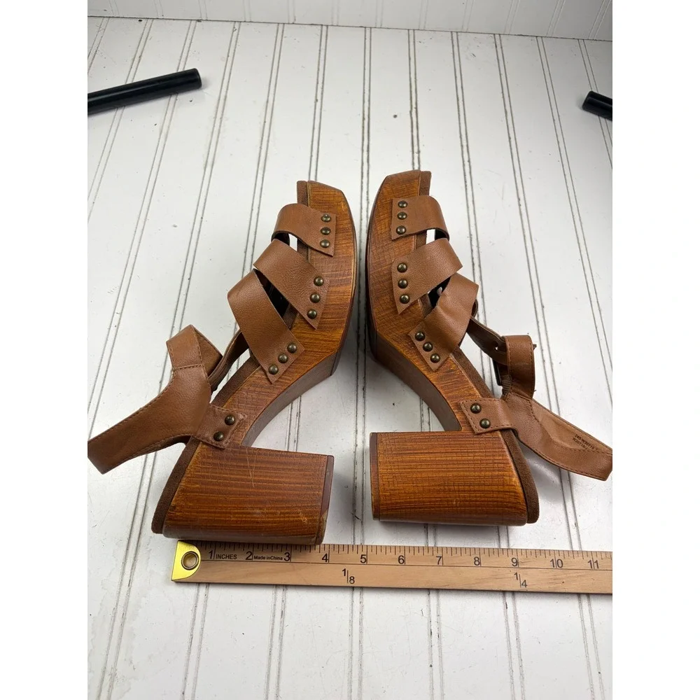 White Mountain Vintage Y2K Bohemian Cork Wedge Studded Sandals Women's Size 11M